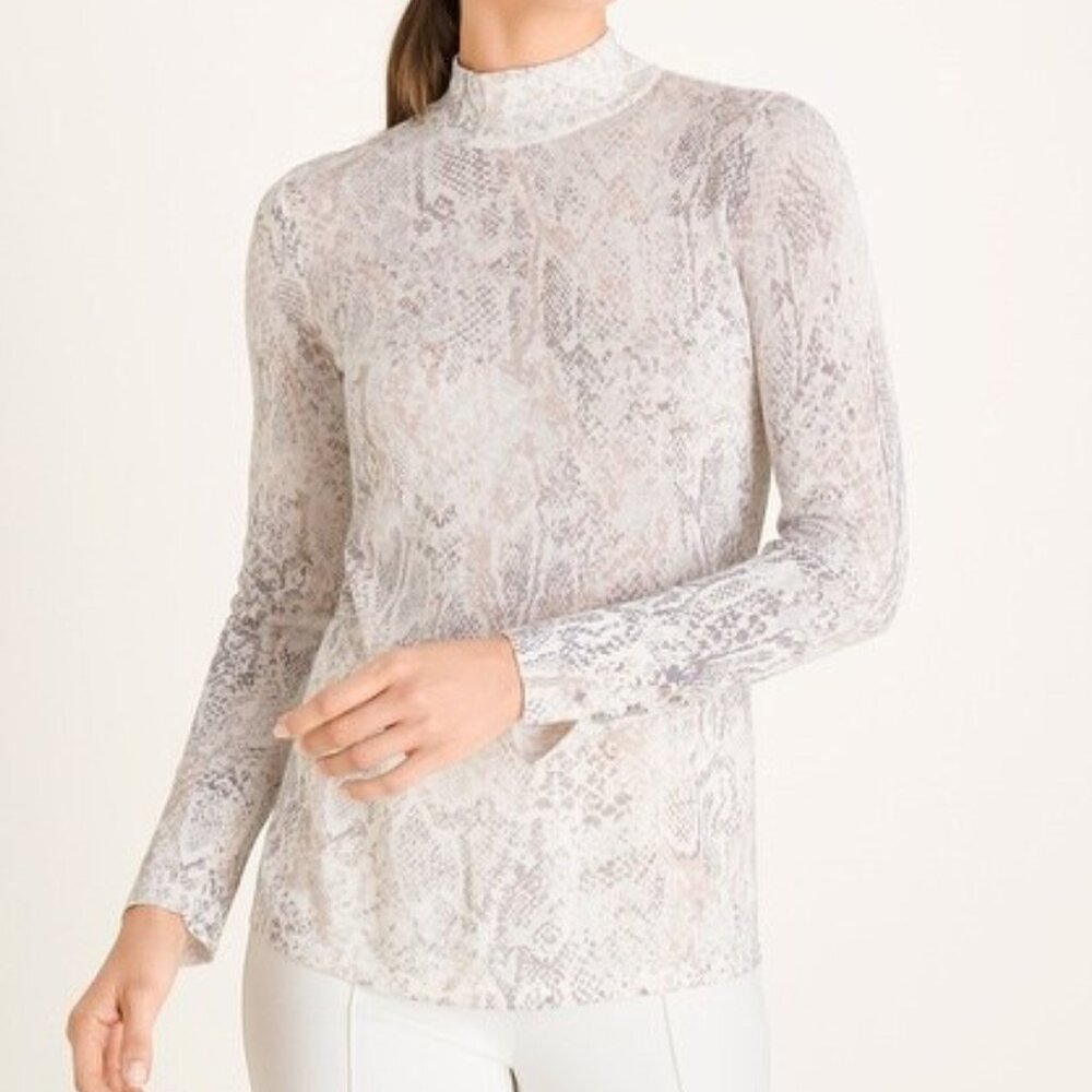 Chico's Python-Print Zip-Back Mock-Neck Sweater - image 2